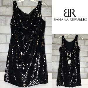 Nwts banana republic black sequin cocktail dress